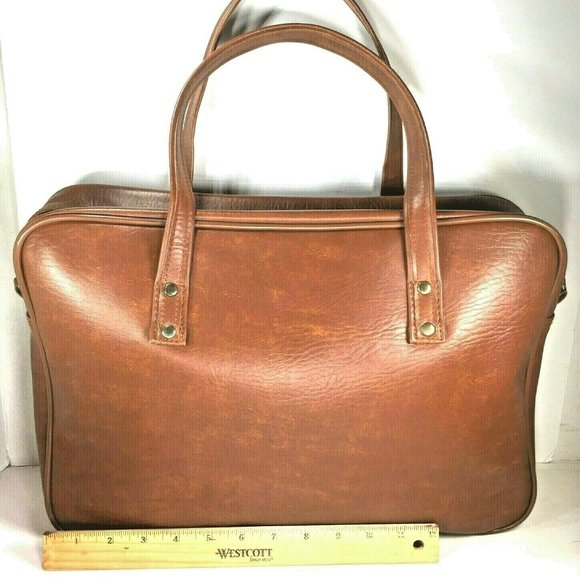 Mr Roberts RARE Vtg Brown Faux Leather Briefcase - Picture 8 of 12